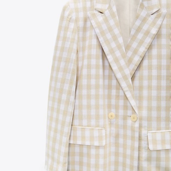 Zara GINGHAM BLAZER, NWT - Picture 4 of 4